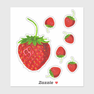 Sticker Motif à fraise rouge