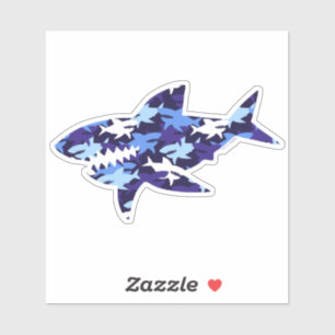 Sticker Motif Camouflage requins bleus