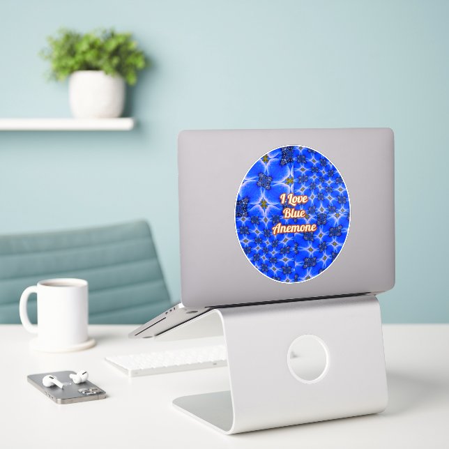 Sticker Motif d'anémone du Jardin bleu (Ordinateur portable sur le bureau)