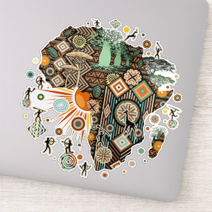 Sticker Motif de carte d'Afrique éléments tribaux décorati