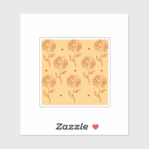 Sticker Motif de contour de fleur marron orange