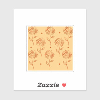 Sticker Motif de contour de fleur marron orange