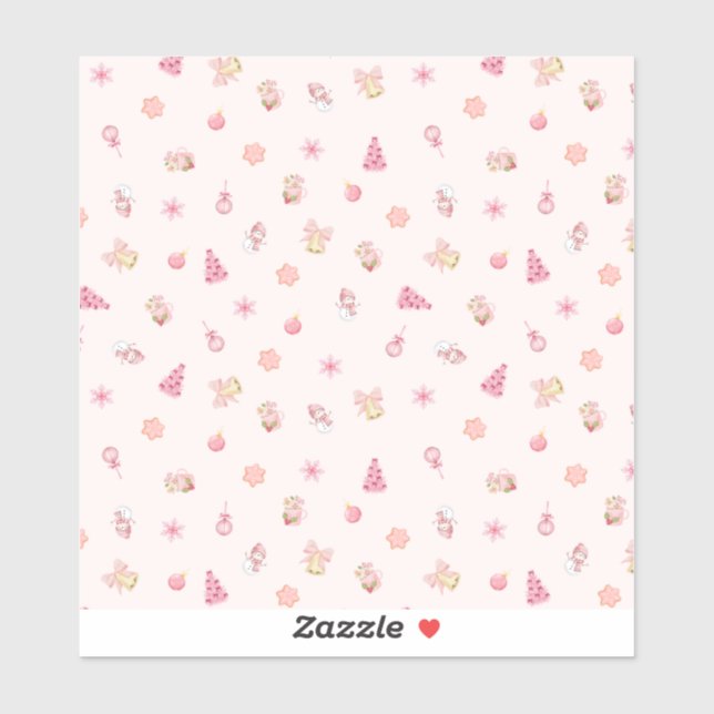 Sticker Motif de Noël rose cosy (Feuille)