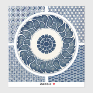 Sticker Motif de porcelaine antique chinoise bleu et blanc