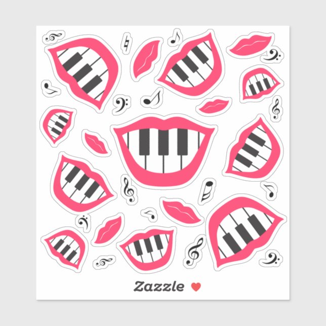 Sticker Motif de sourire piano (Feuille)