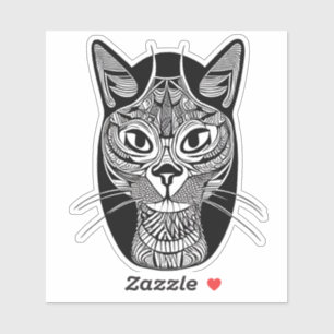 Sticker Motif de tatouage de chats siamois en noir et blan