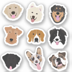 Sticker Motif d'illustration du visage de chien mignon