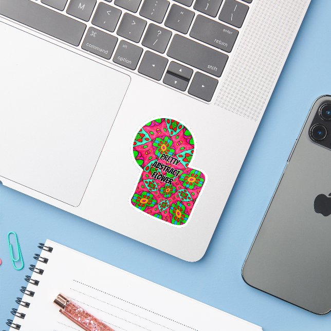 Sticker Motif Fleurs Abstraites uniques (Ordinateur portable avec iPhone)