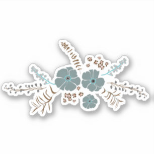 Sticker Motif floral de printemps Turquoise rose gris luna