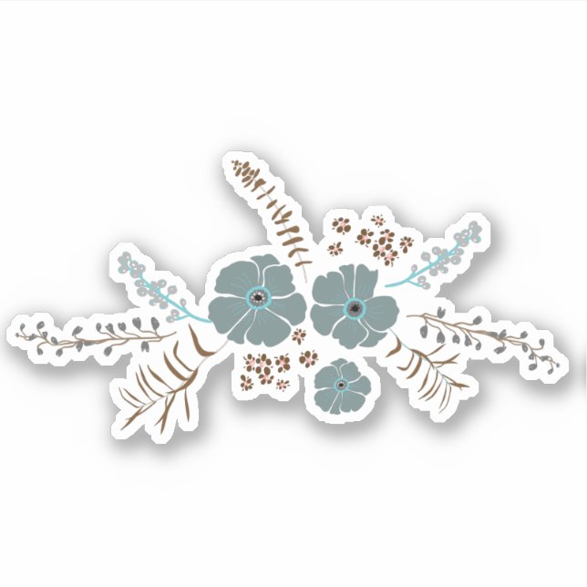 Sticker Motif floral de printemps Turquoise rose gris luna (Devant)