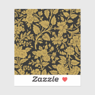 Sticker Motif floral indien en laque noire et or antique
