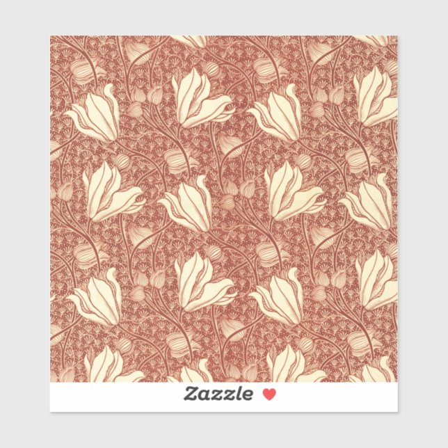 Sticker Motif floral Red Lily de style William Morris (Feuille)