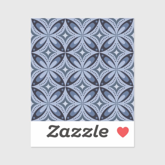 Sticker Motif géométrique bleu de style rétro (Feuille)