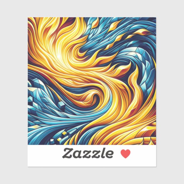 Sticker Motif géométrique de glace de feu jaune (Feuille)
