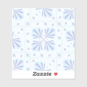 Sticker Motif géométrique floral bleu pastel répétitif 
