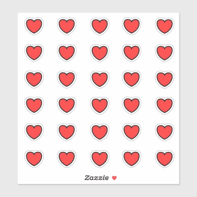 Sticker Motif Little Red Hearts (Feuille)