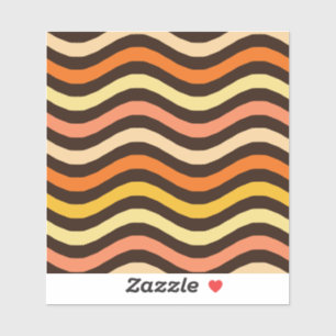 Sticker Motif sans couture de vagues rétro funky
