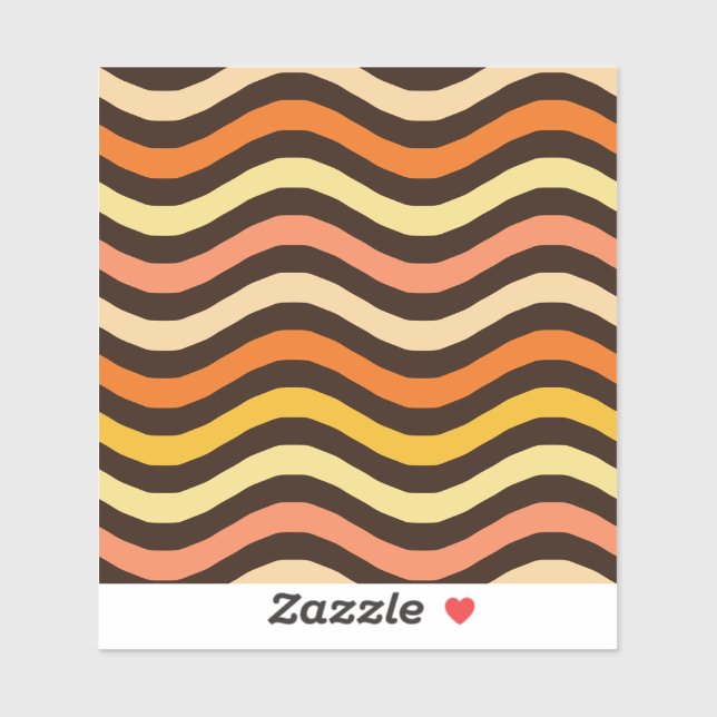 Sticker Motif sans couture de vagues rétro funky (Feuille)