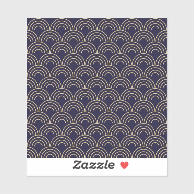 Sticker Motif sans fin d'éventails Art déco dorés (Feuille)