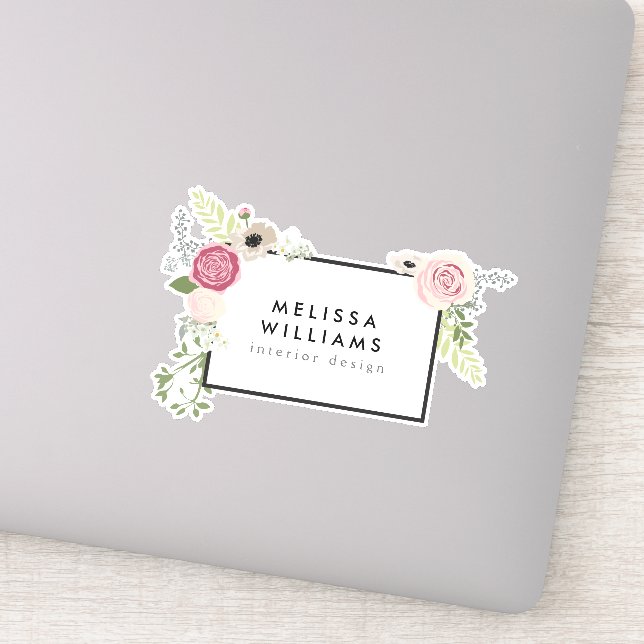 Sticker Motif vintage de floraison rose (Détail)