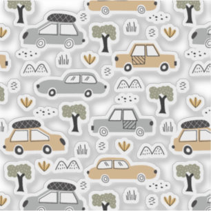 Sticker Motifs sans couture de voitures rétro minimalistes