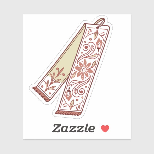 Sticker motifs signets complexes avec une floraison rétro (Feuille)