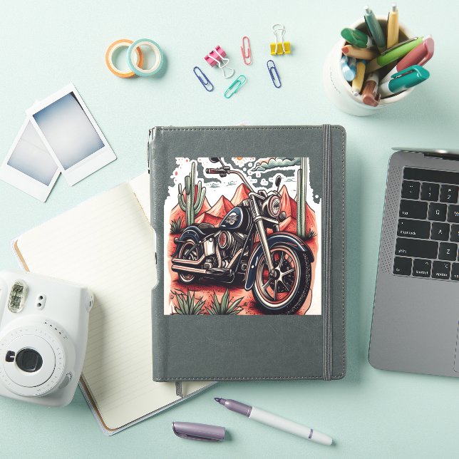 Sticker Moto dans le désert Cactus Western Set (Couverture iPad)