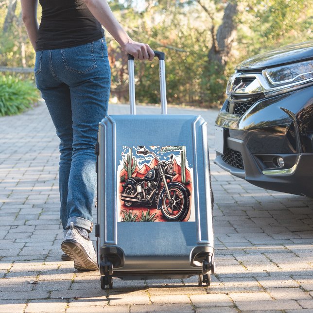 Sticker Moto dans le désert Cactus Western Set (Valise Insitu)