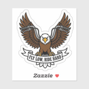 Sticker Moto Eagle Motocyclette Vinyle Fly Low Ride Hard