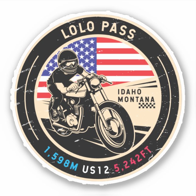 Sticker Moto Lolo Pass Idaho (Devant)