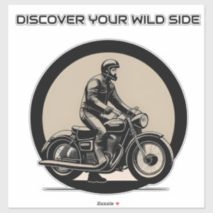 Sticker Motocycliste chevauchant une moto classique