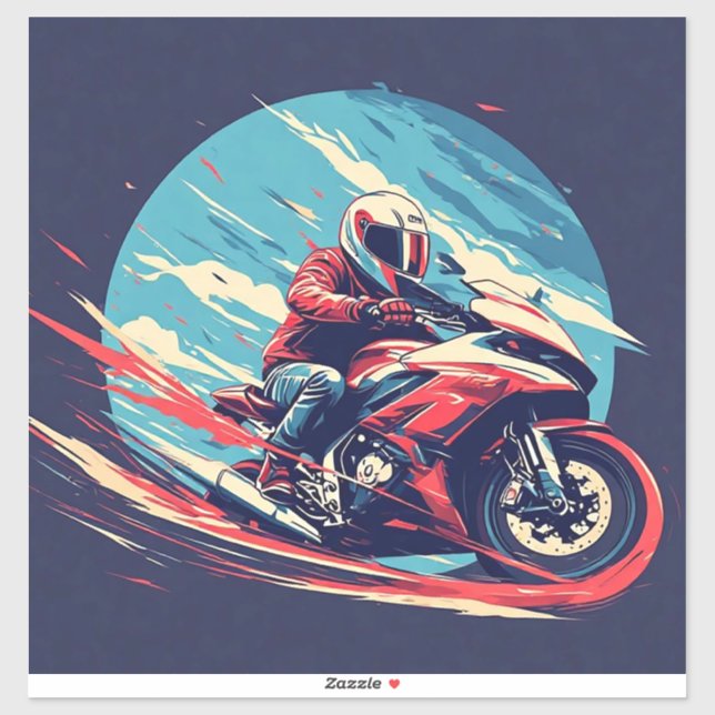 Sticker Motocycliste en course (Feuille)