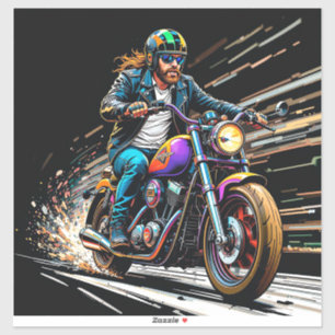 Sticker Motocycliste en course