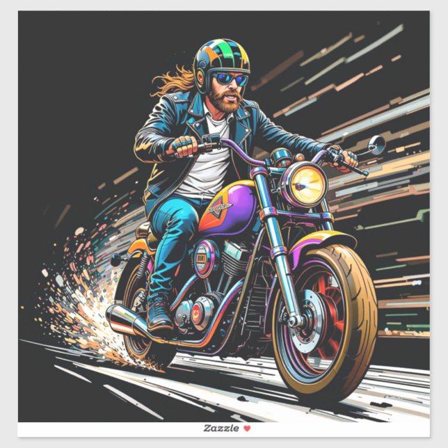 Sticker Motocycliste en course (Feuille)