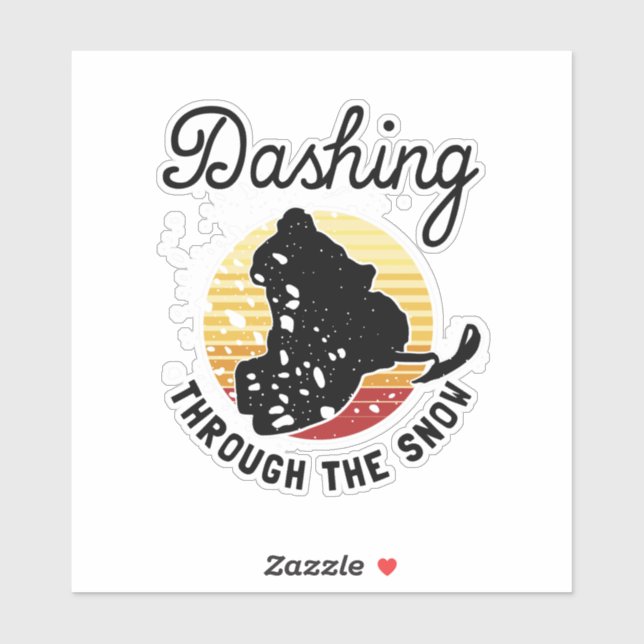 Sticker Motoneige - Dashing À Travers La Neige (Feuille)