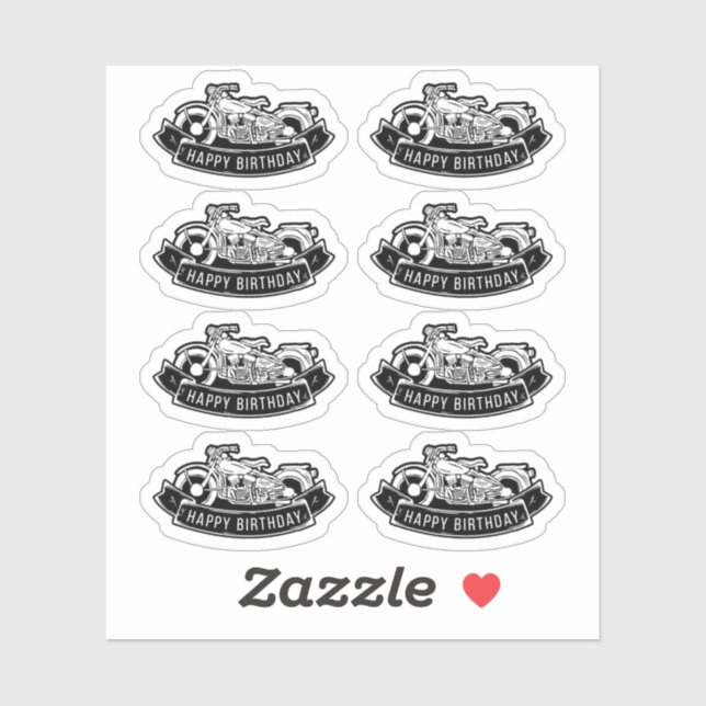 Sticker Motorcycle Biker joyeuse fête d'anniversaire scrap (Feuille)