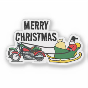 Sticker Motos amusantes tirant Père Noël Sleigh Noël