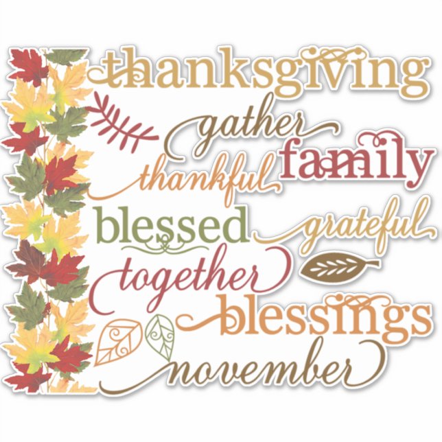 Sticker Mots de Thanksgiving (Devant)