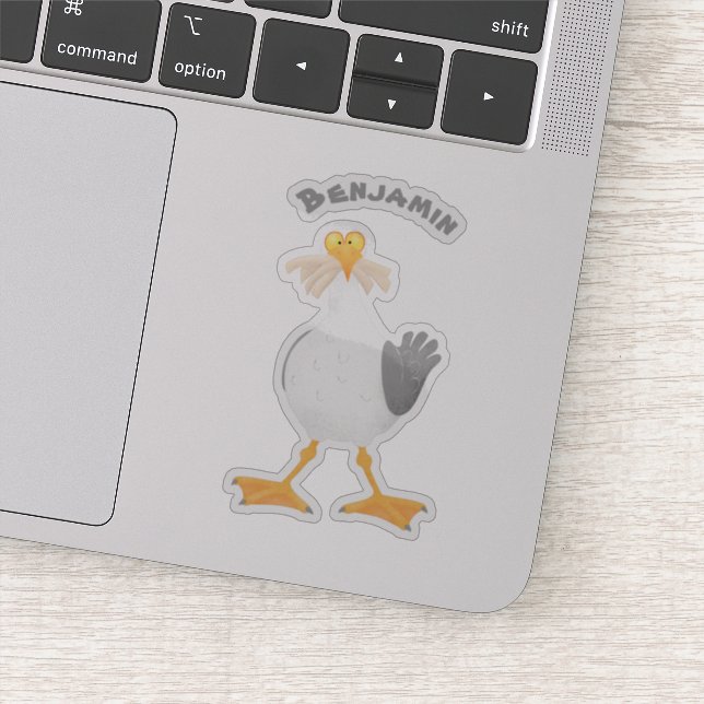 Sticker Mouette drôle avec frites dessin animé (Détail)