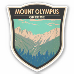 Sticker Mount Olympus Grèce Travel Art Vintage