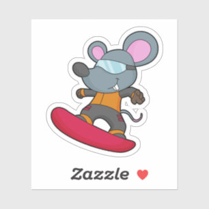 Sticker Mouse as Snowboarder