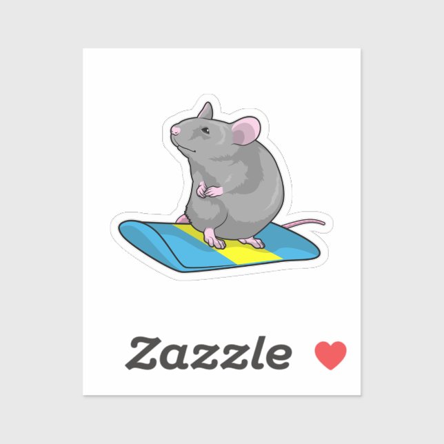Sticker Mouse as Snowboarder (Feuille)