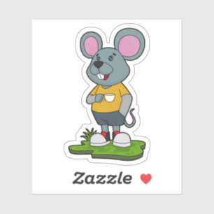 Sticker Mouse with Coffee cup