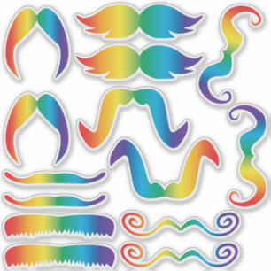 Sticker Moustache arc-en-ciel agressé