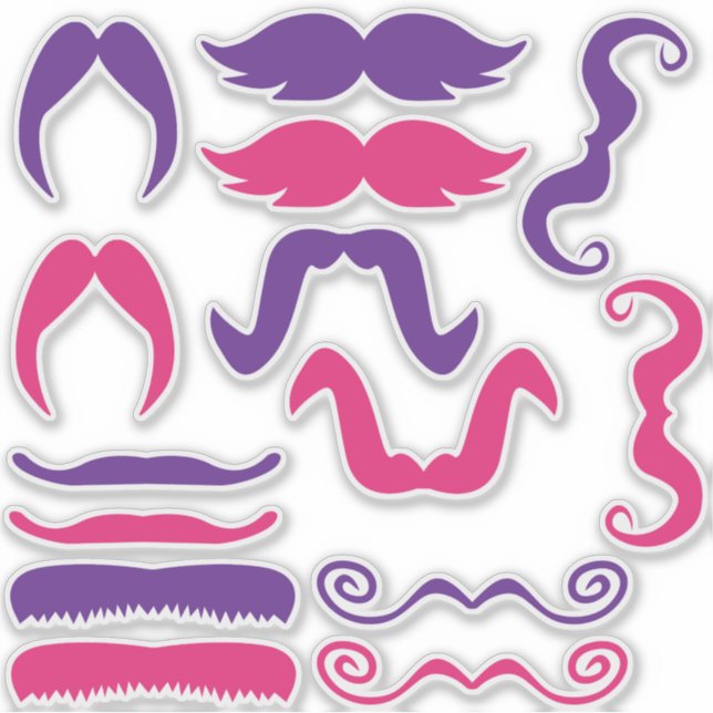 Sticker Moustache rose et violette agitée (Devant)