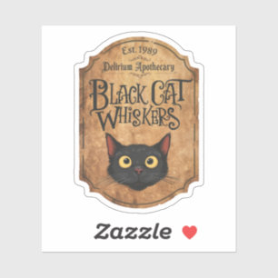 Sticker Moustaches de chat noir Halloween Flacon de potion