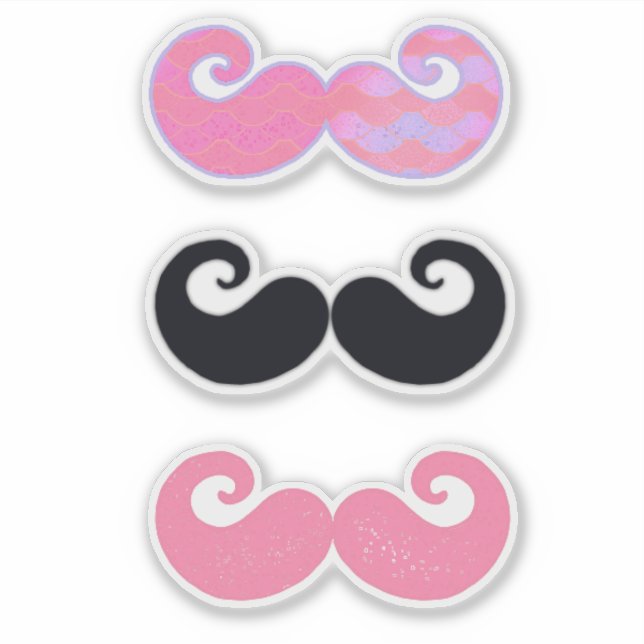 Sticker Moustaches rose et noire (Devant)