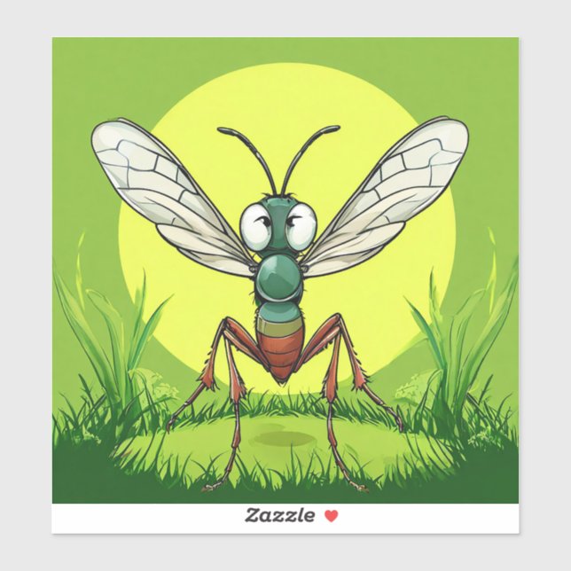 Sticker Moustique de dessin animé Idée cadeau drôle (Feuille)
