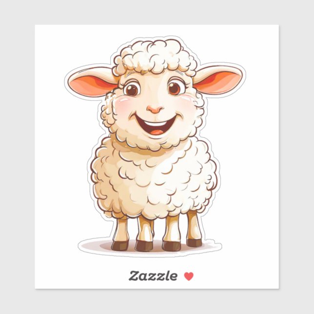 Sticker Mouton de dessin animé (Feuille)
