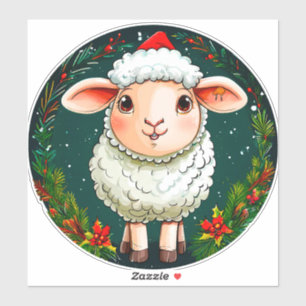 Sticker mouton de dessin animé de Noël